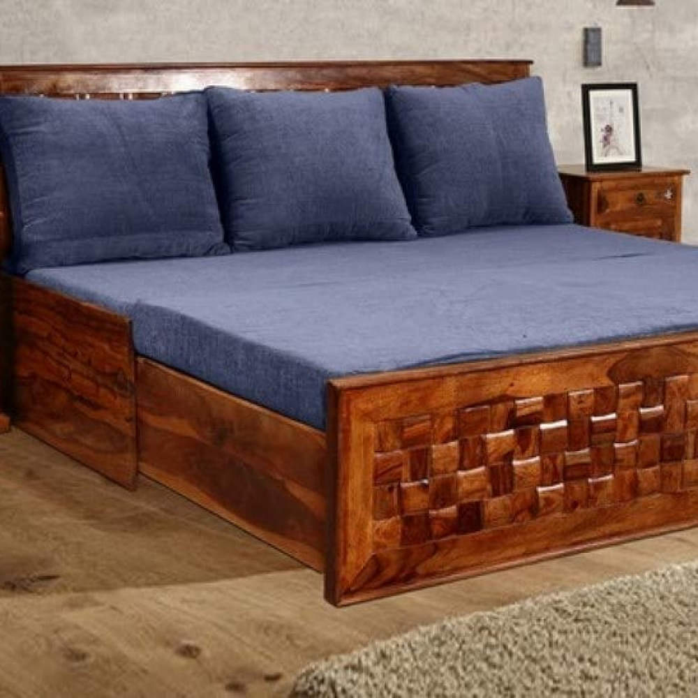 Solid Wood Sofa Cum Bed with Storage - photo