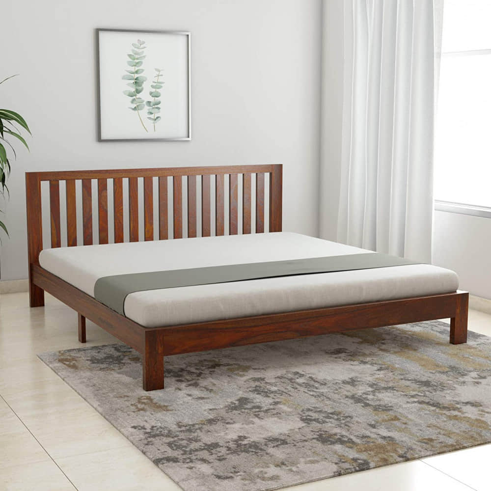 Solid Wood King Size Bed - photo