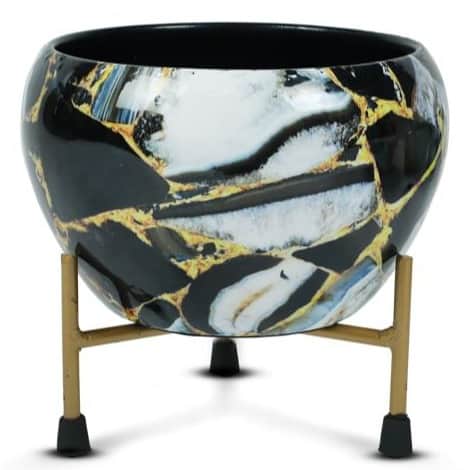 Black Marble Planter - left_view