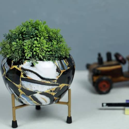 Black Marble Planter