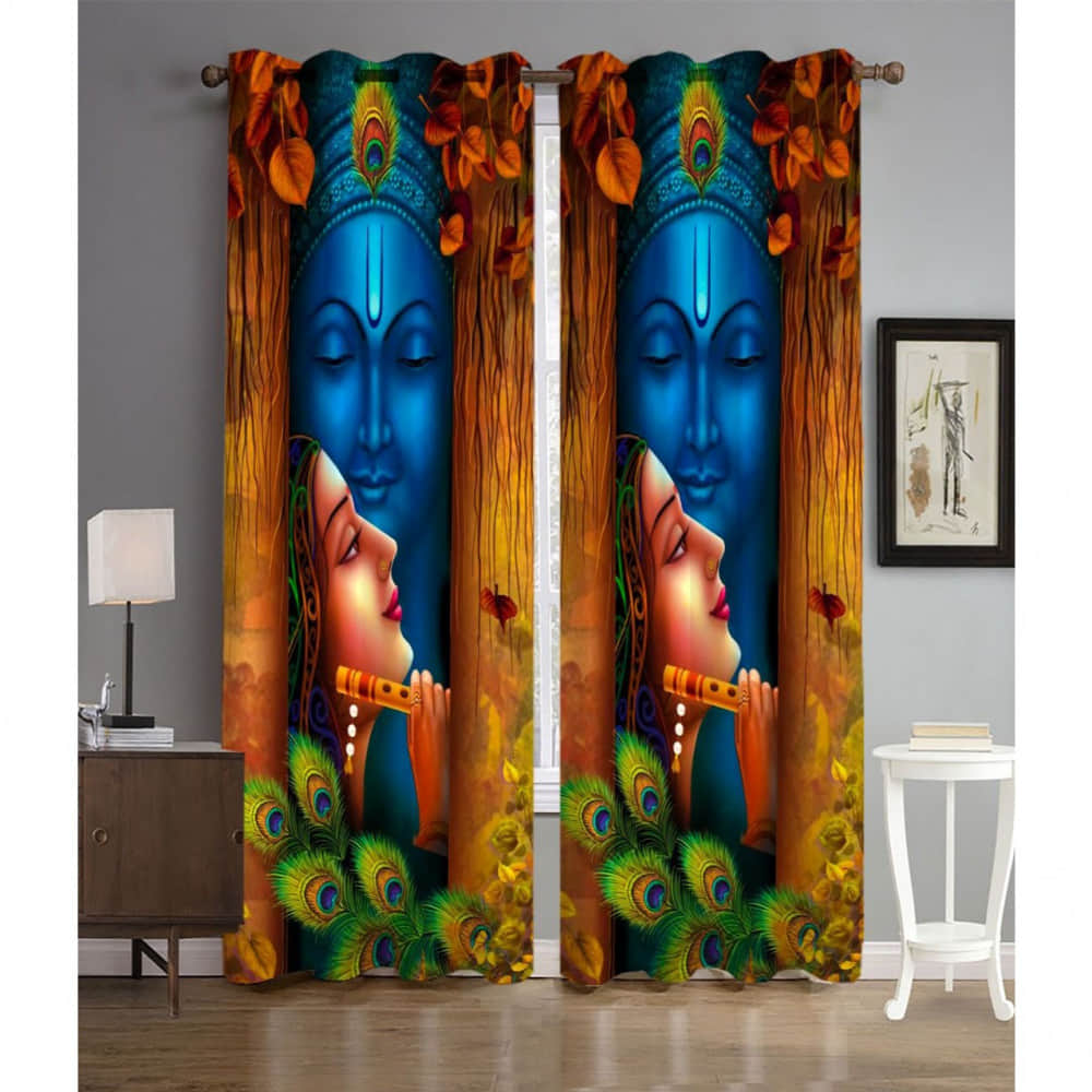 3D Radha Krishna Curtain - photo