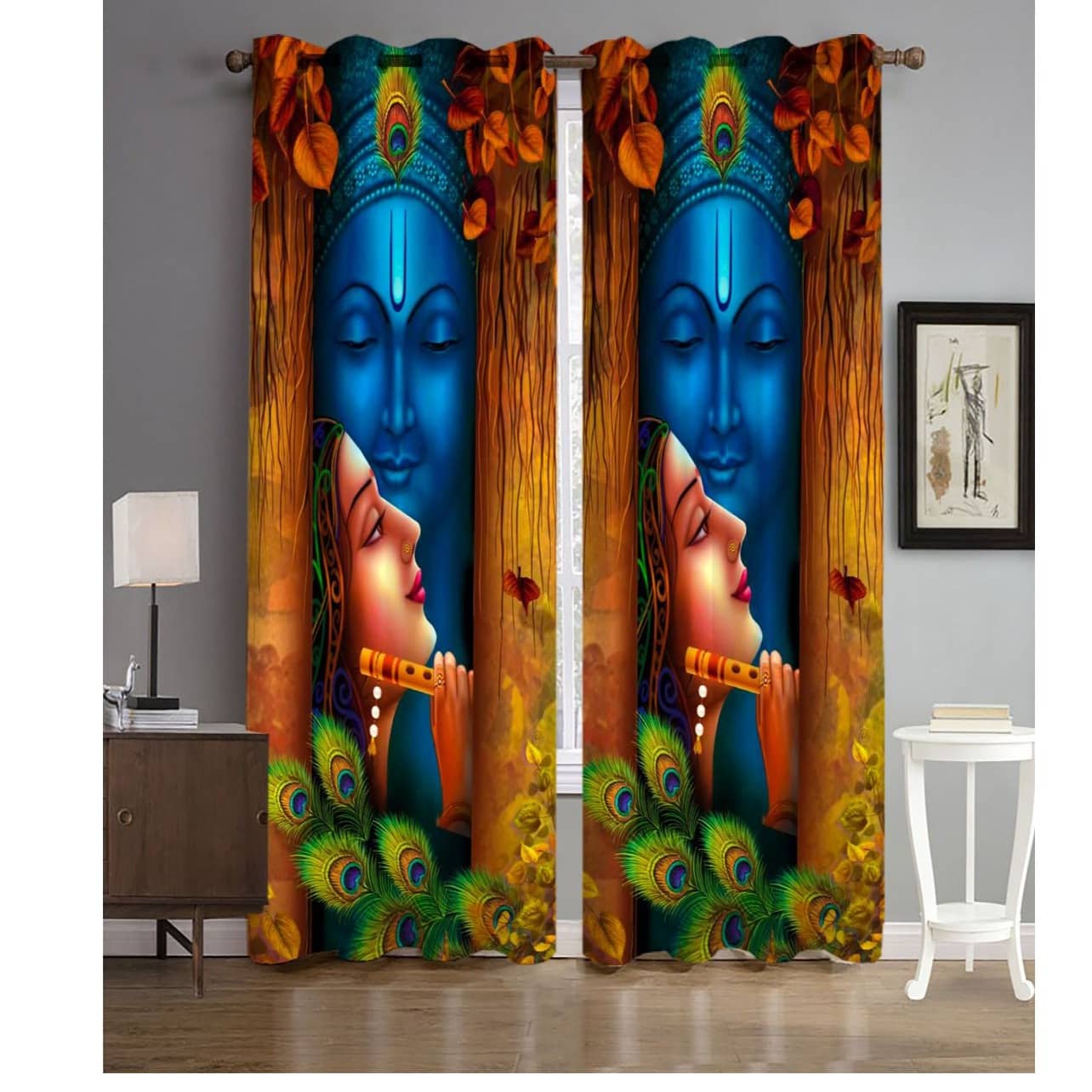 3D Radha Krishna Curtain