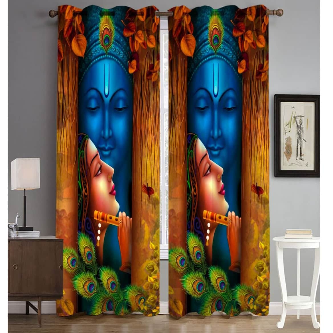 3D Radha Krishna Curtain - top_view