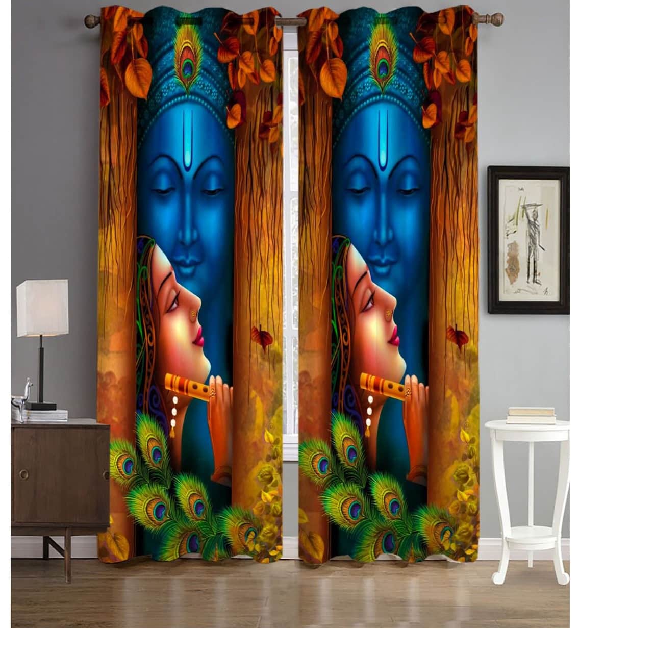 3D Radha Krishna Curtain - rear_view