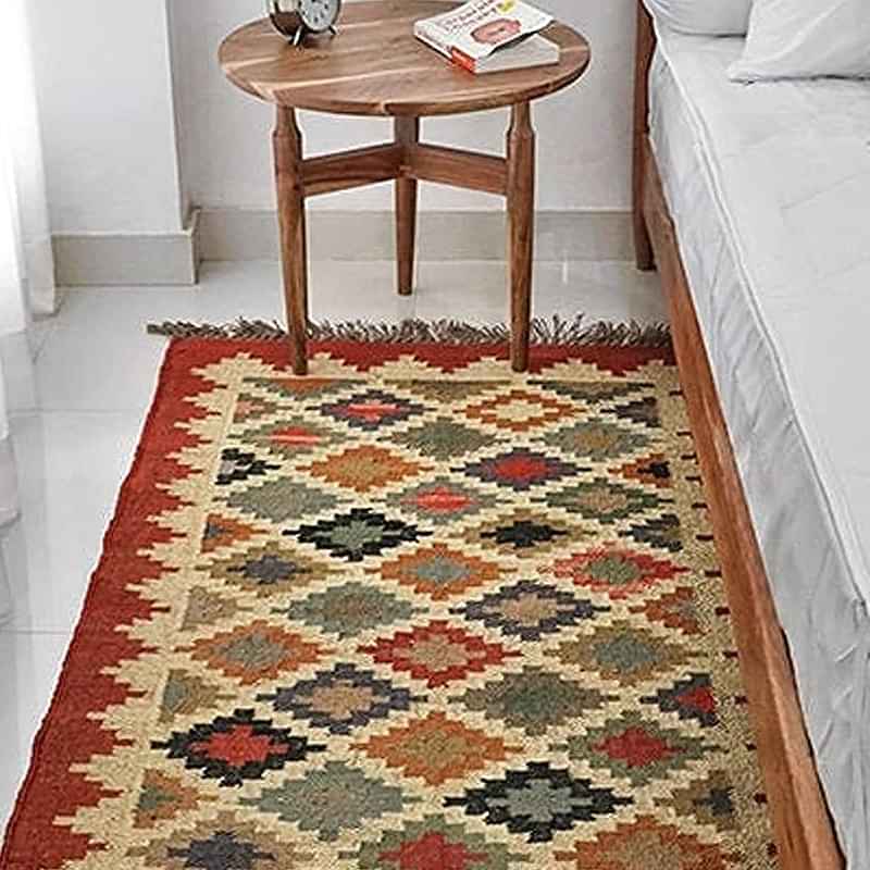 Handwoven Wool And Jute Dhurrie Rug - photo