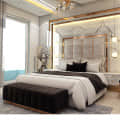 Gold Finish Upholstery King Size Bed With Storage - top_view