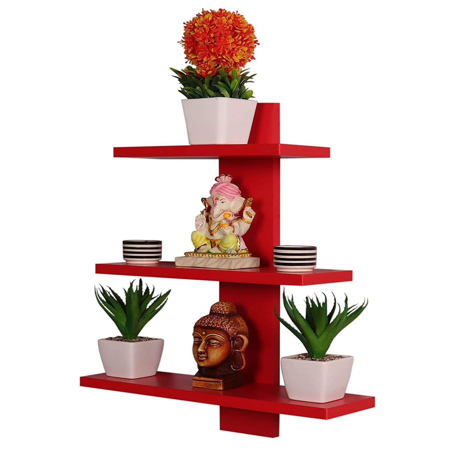 Red Mounted  Wall Shelves Rack - front_view