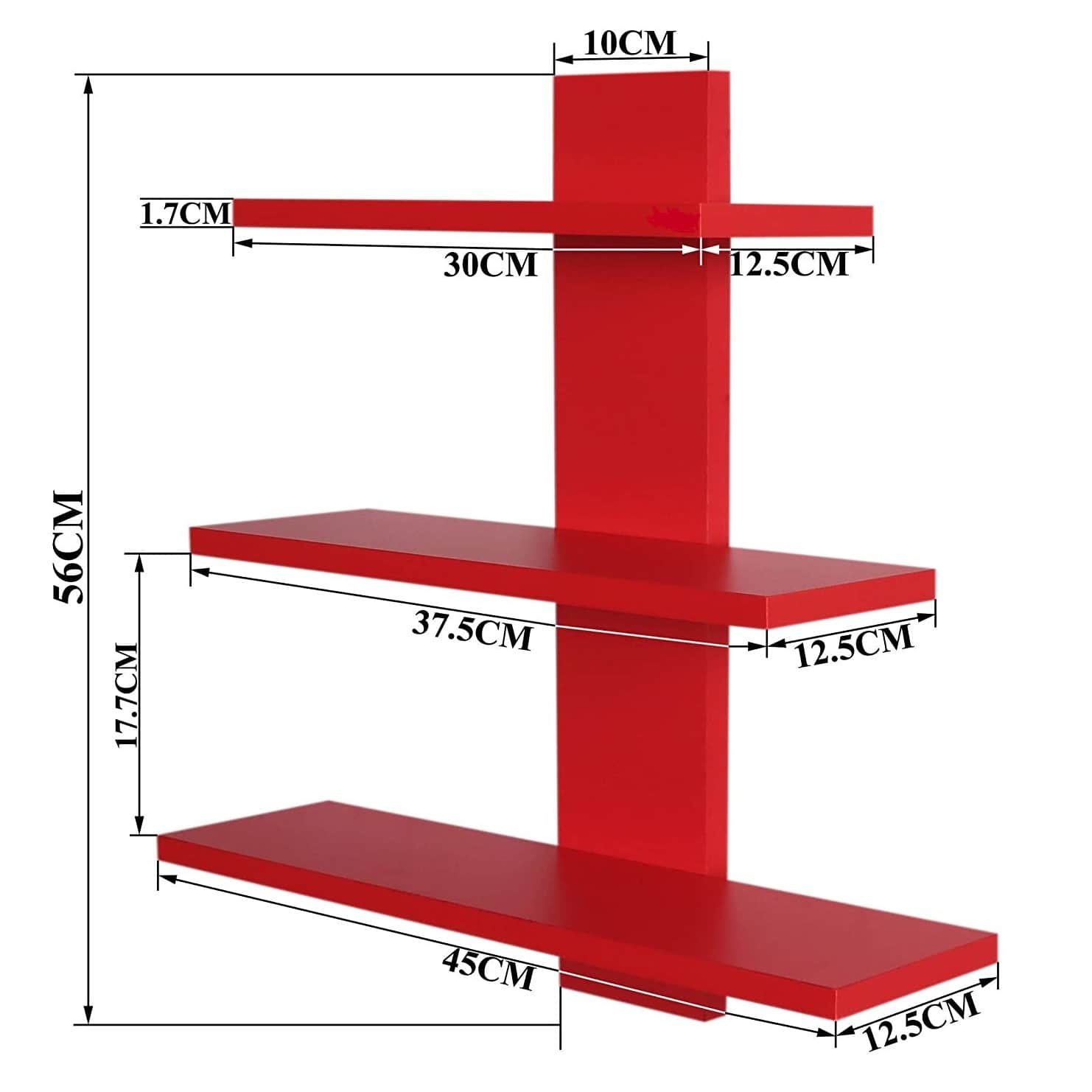 Red Mounted  Wall Shelves Rack - top_view
