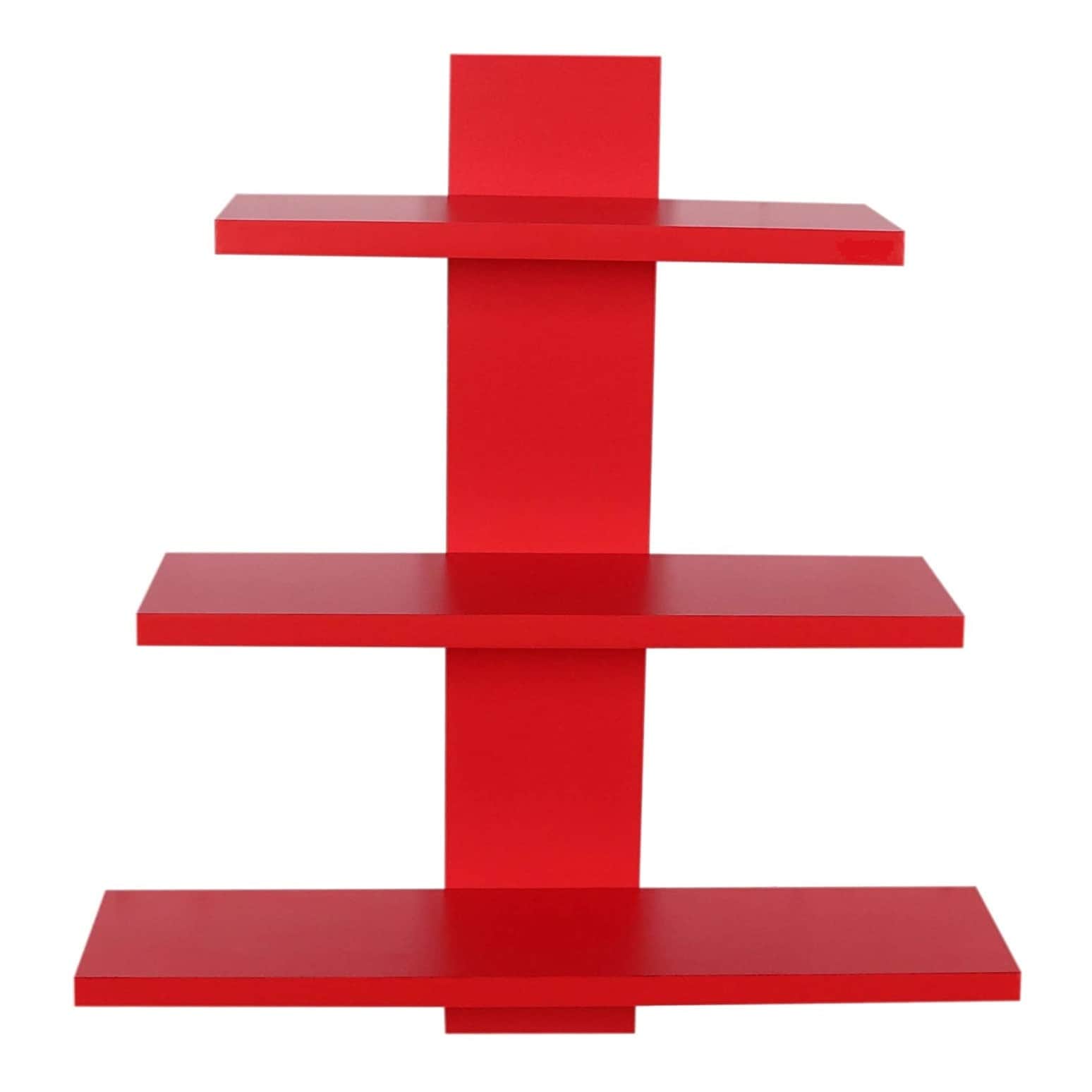 Red Mounted  Wall Shelves Rack - rear_view