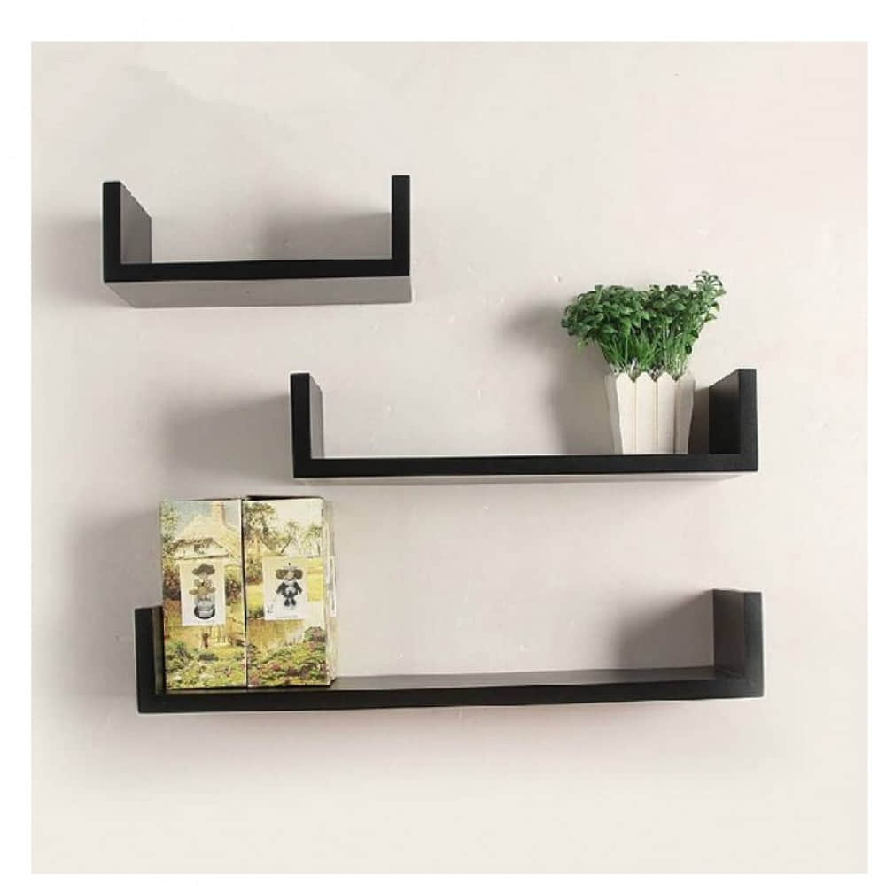 Wooden U Shape Wall Shelf - photo