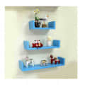 Wooden U Shape Wall Shelf (Sky Blue) - photo