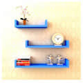 Wooden U Shape Wall Shelf (Sky Blue) - front_view