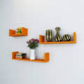 Blanc Wooden U Shape Wall Shelf (Orange) - front_view