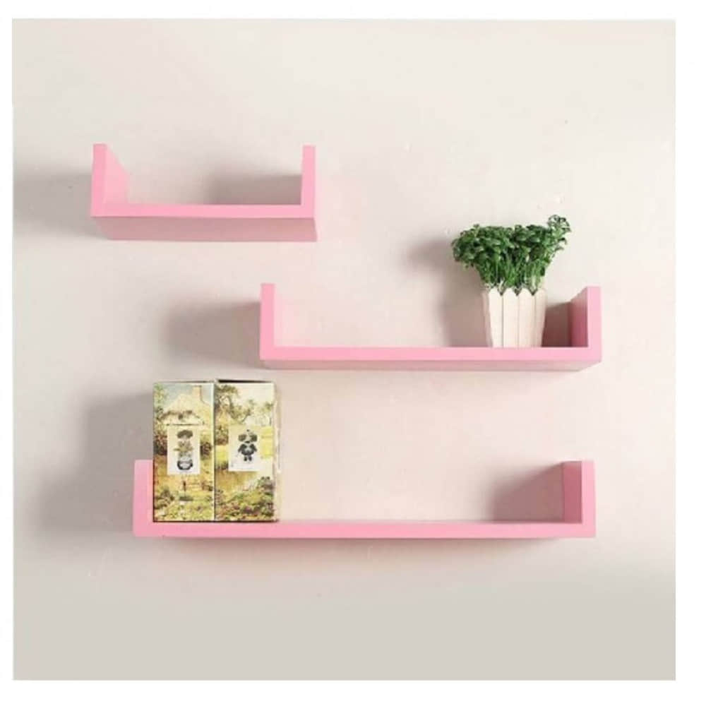 Blanc Wooden U Shape Wall Shelves (Pink) - photo