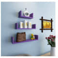 Blanc Wooden U Shape Wall Shelf (Purple) - front_view