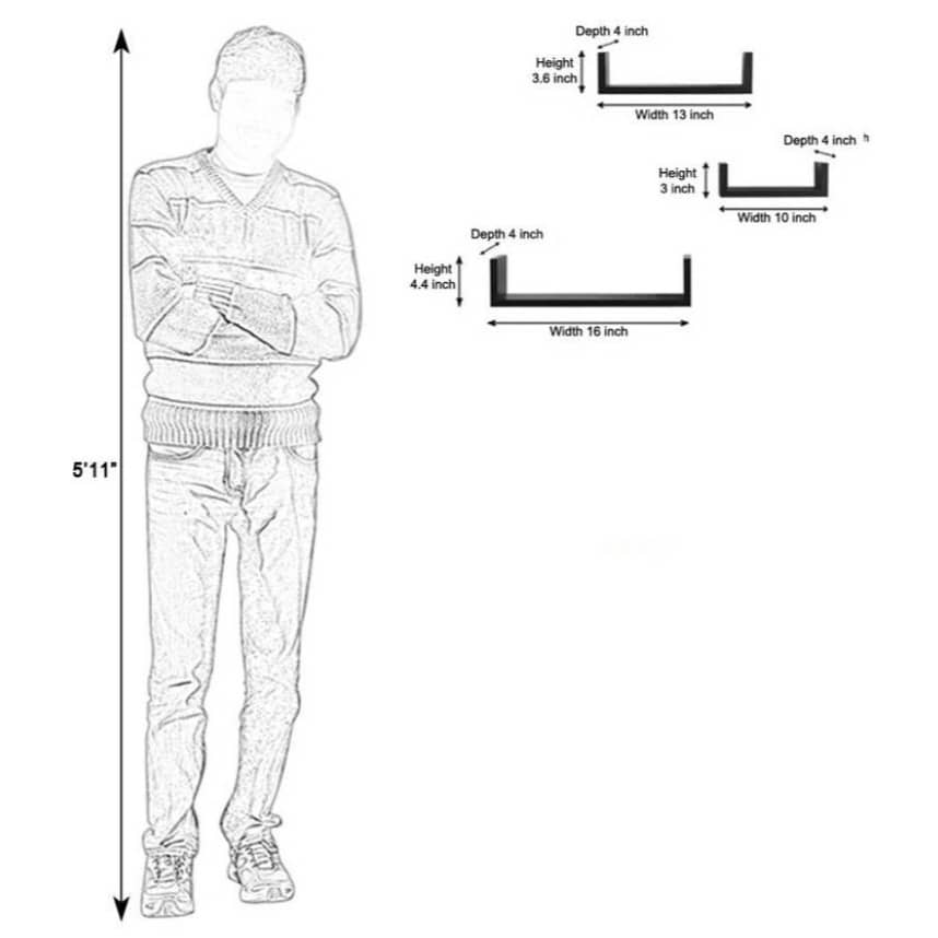 Blanc Wooden U Shape Wall Shelf (Purple)