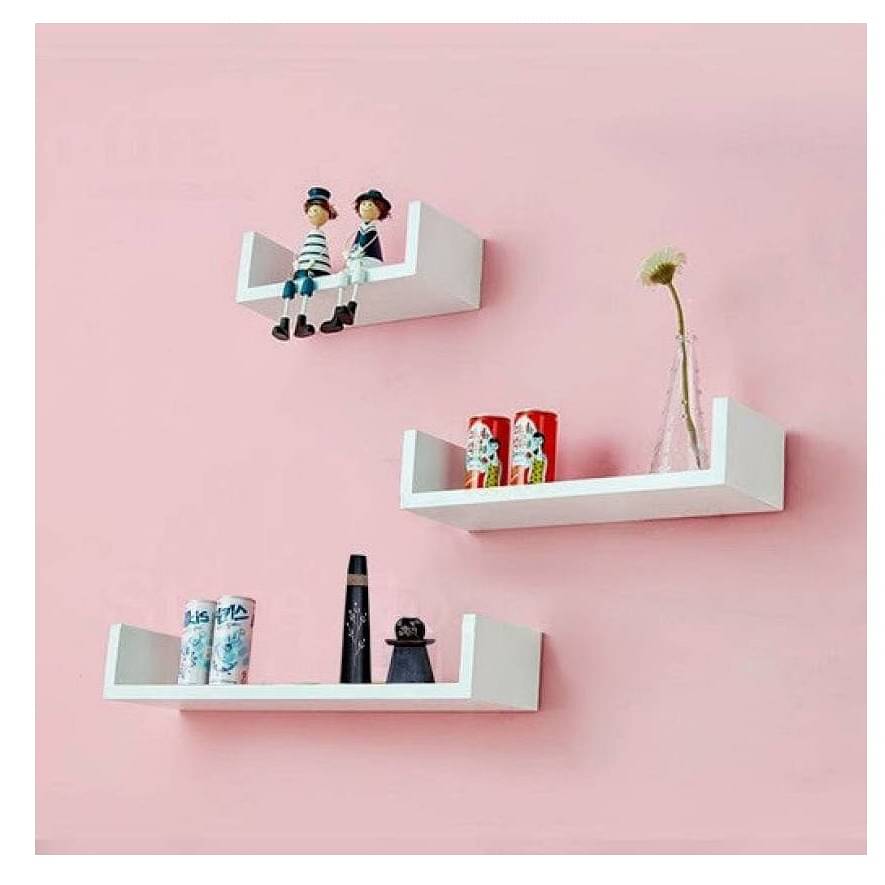 Ballon Wooden U Shape Wall Shelf In White