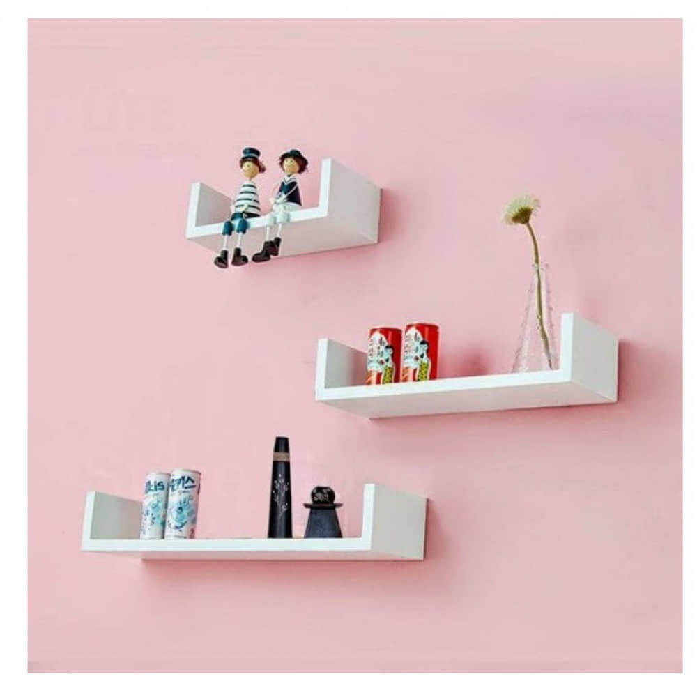 Ballon Wooden U Shape Wall Shelf In White - photo