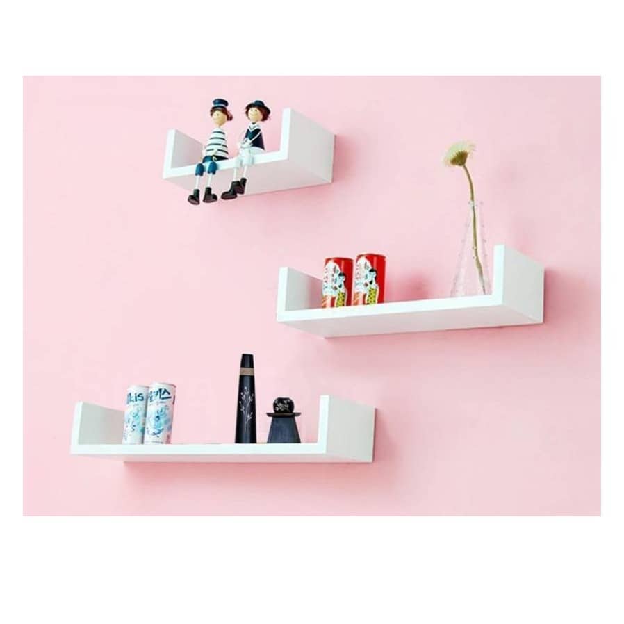 Ballon Wooden U Shape Wall Shelf In White