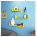 Ballon Wooden U Shape Wall Shelf  (Yellow) - front_view