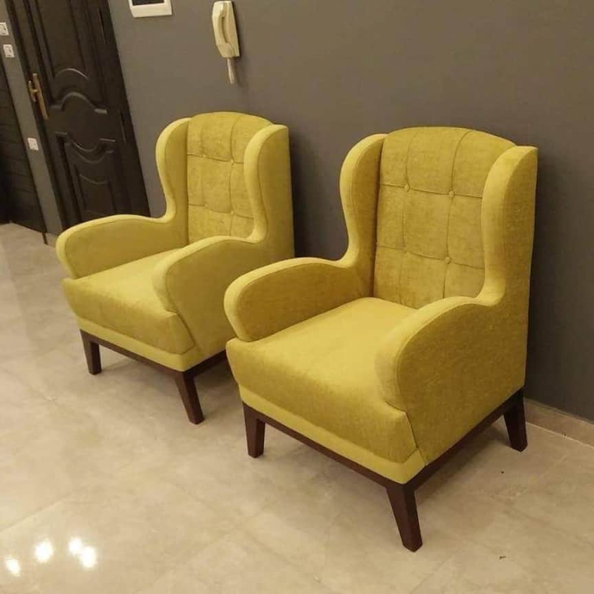 Yellow Fabric Chair Set - rear_view