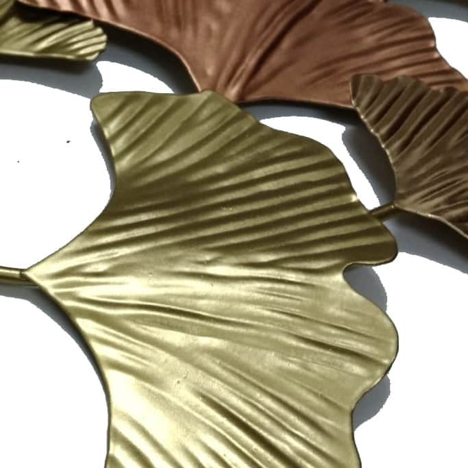 Ginkgo Leaf  floral Gold Metal Wall Art - front_view