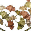 Ginkgo Leaf  floral Gold Metal Wall Art - rear_view