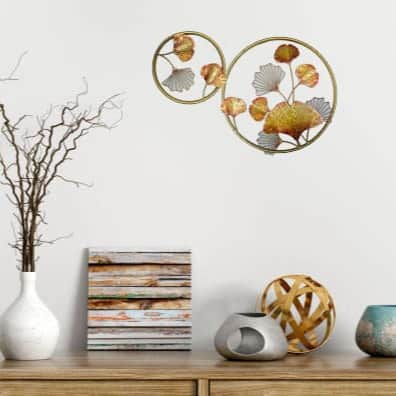 Golden Round Metal Wall Art Wall Hanging - rear_view