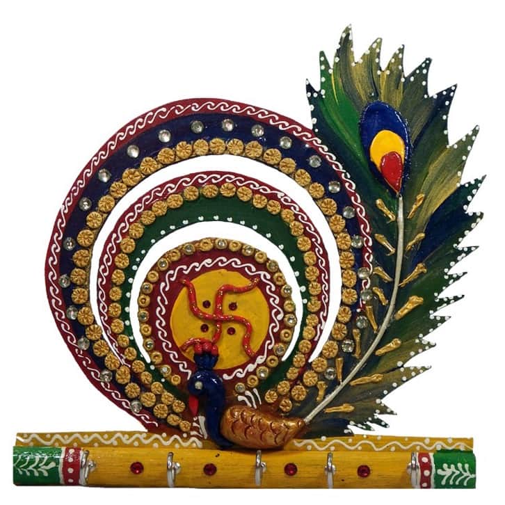 Krishna wooden Keyholder - front_view