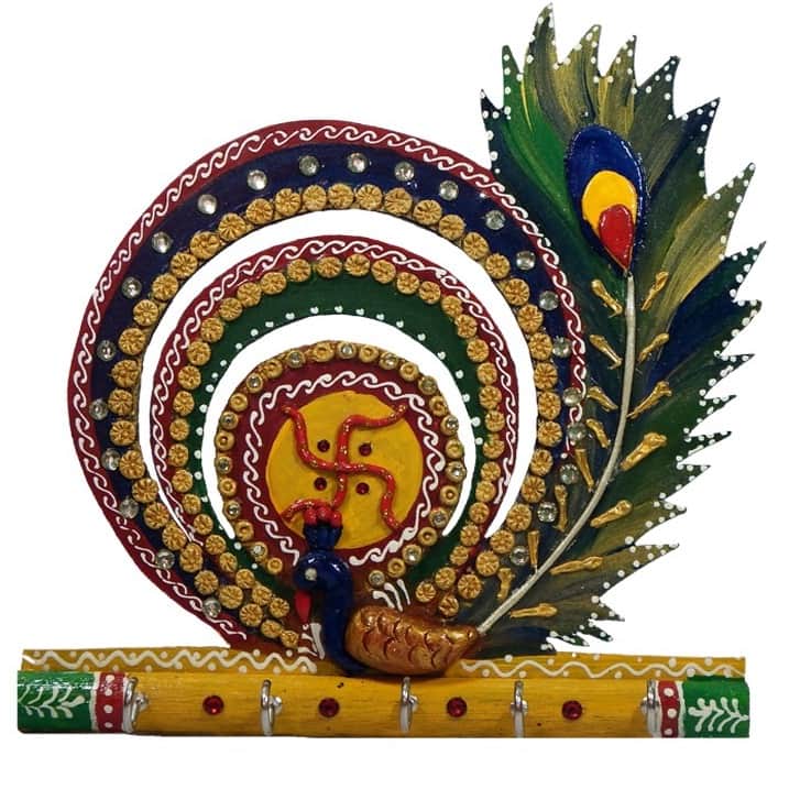 Krishna wooden Keyholder - top_view