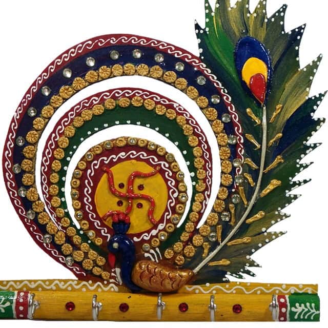 Krishna wooden Keyholder - rear_view