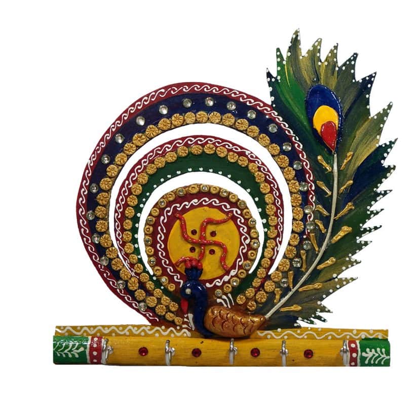Krishna wooden Keyholder - bottom_view
