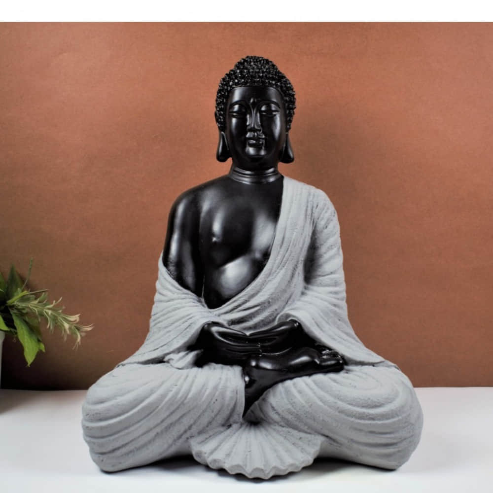Black & Grey Color Marble Buddha Statue - photo