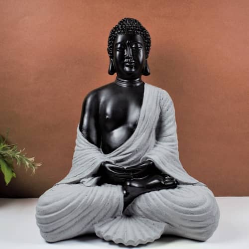Black & Grey Color Marble Buddha Statue