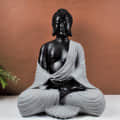 Black & Grey Color Marble Buddha Statue - front_view