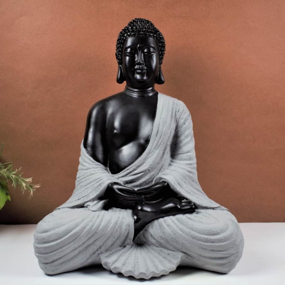 Black & Grey Color Marble Buddha Statue - top_view
