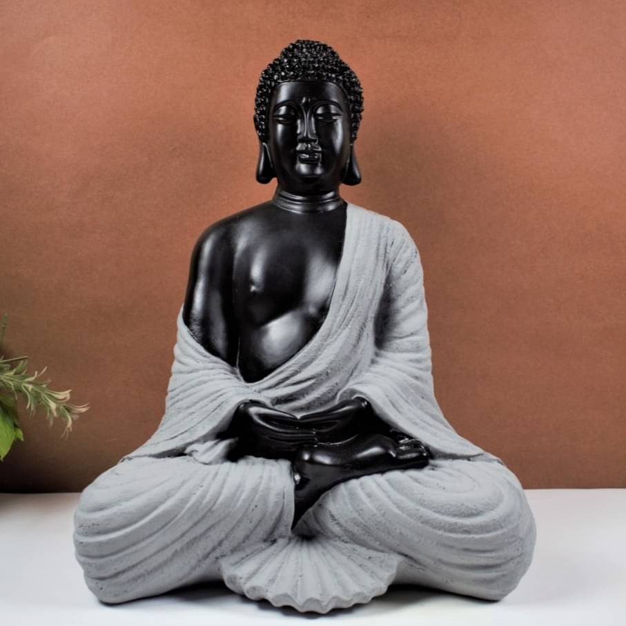 Black & Grey Color Marble Buddha Statue
