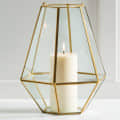 Gold pentagonal Lantern Candle Holder - photo