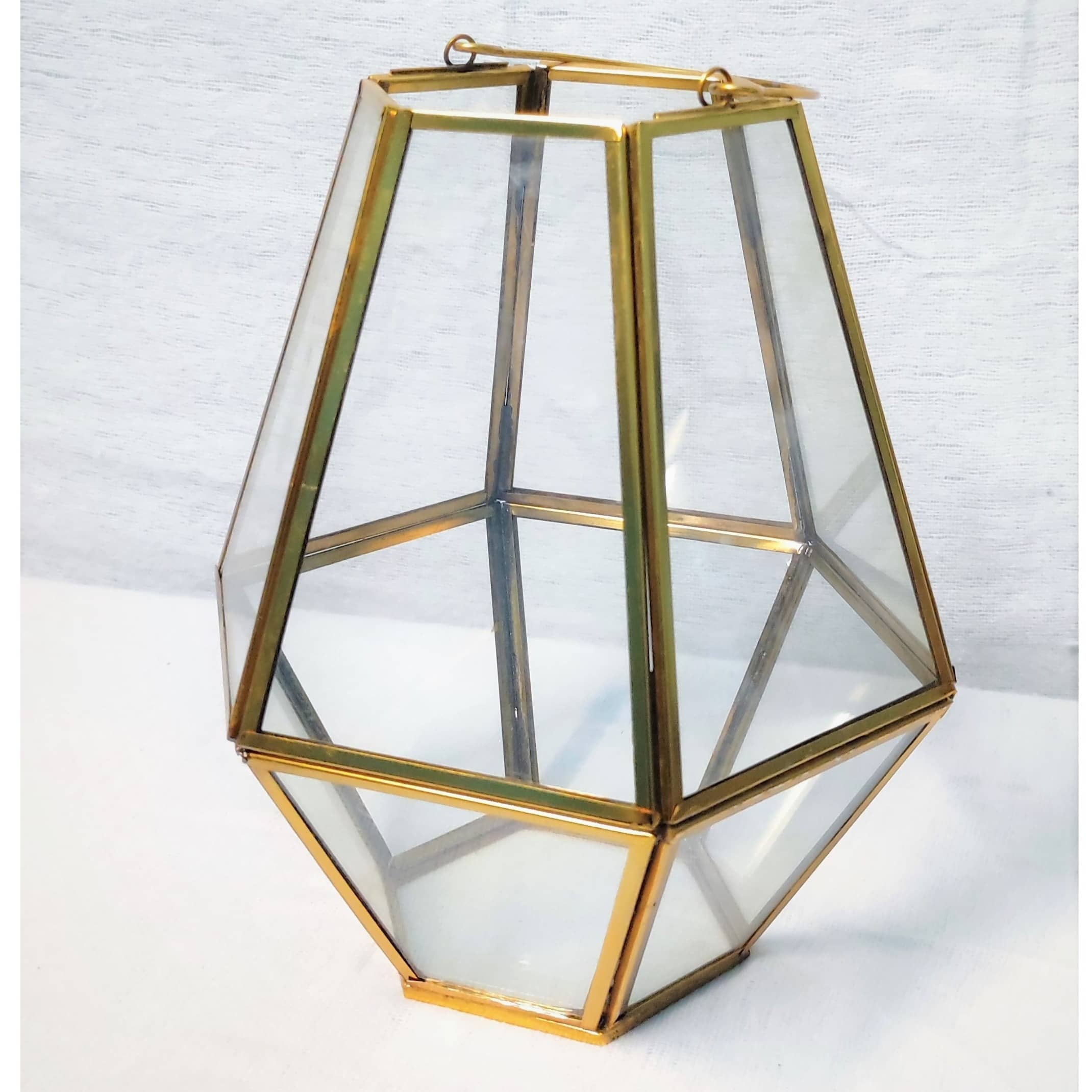 Gold pentagonal Lantern Candle Holder