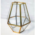 Gold pentagonal Lantern Candle Holder - front_view