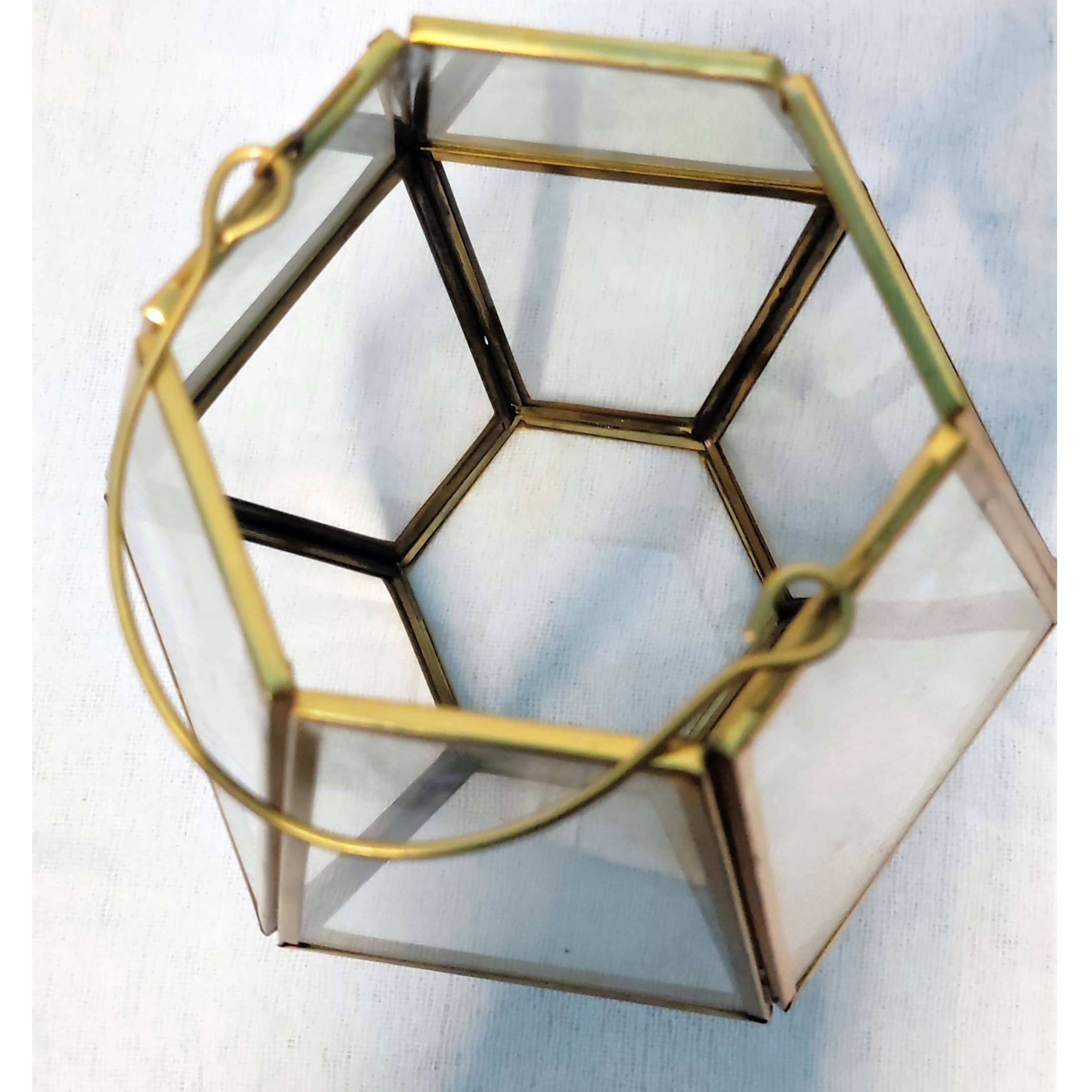Gold pentagonal Lantern Candle Holder