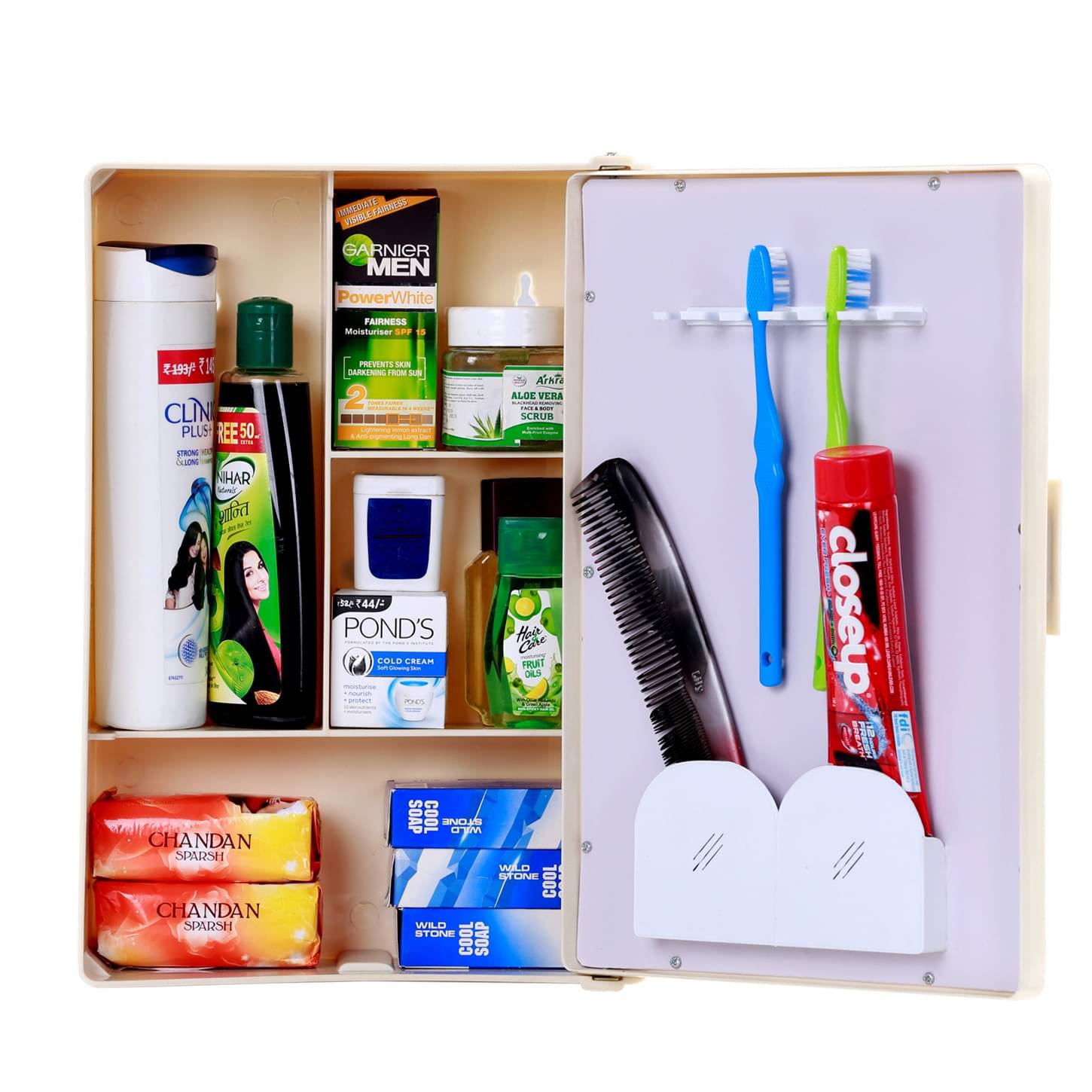 Bourget Bathroom Mirror Cabinet In Beige