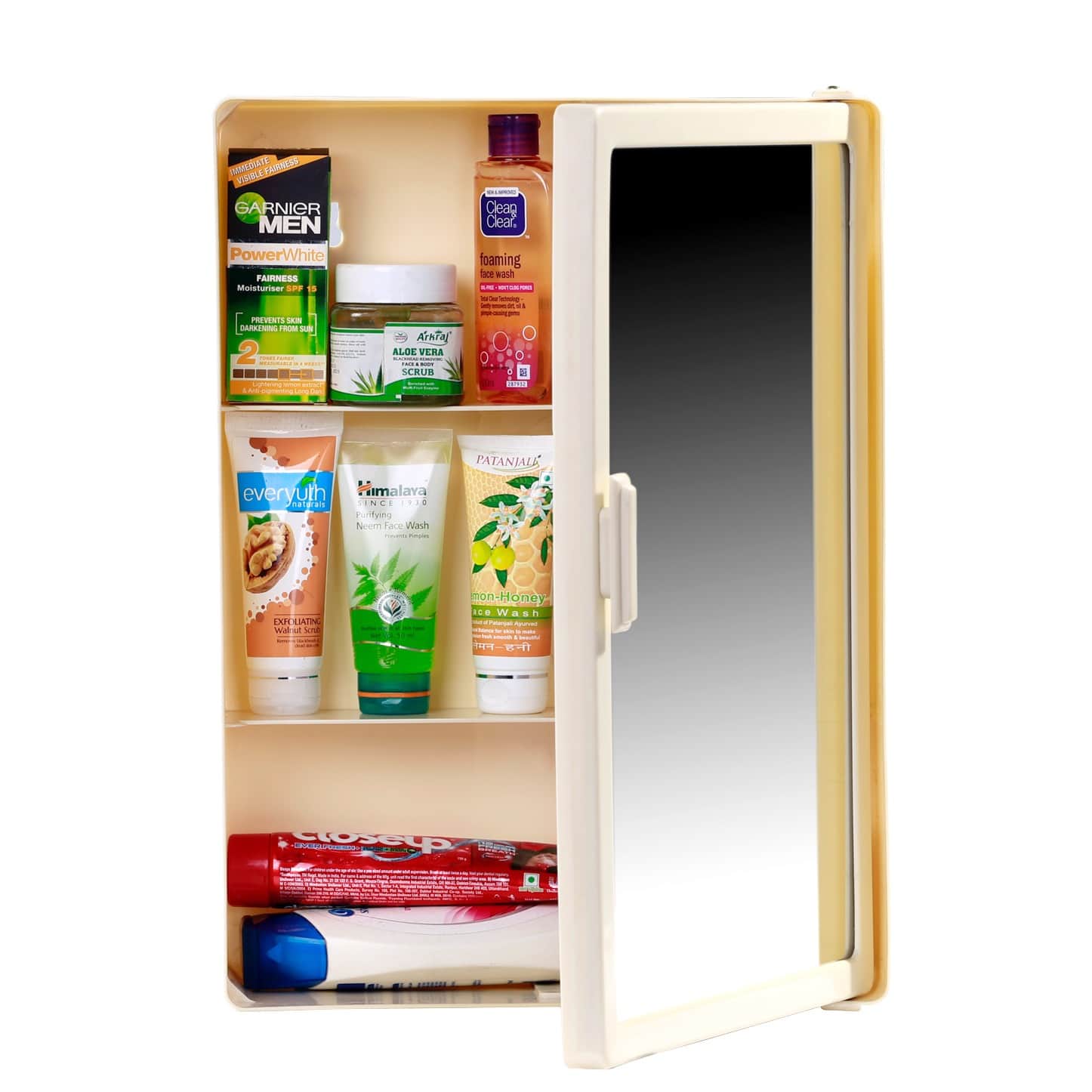 Bourget Bathroom Mirror Cabinet In Beige