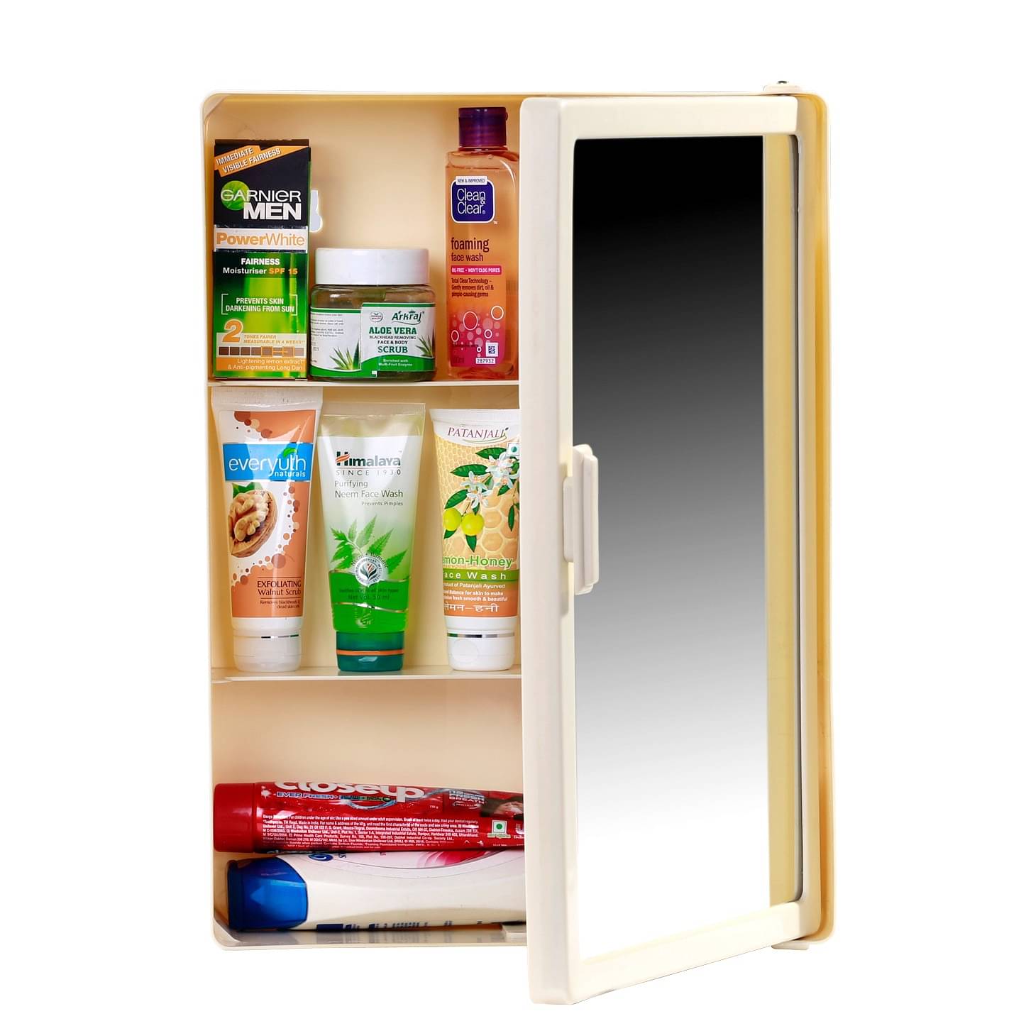 Bourget Bathroom Mirror Cabinet In Beige