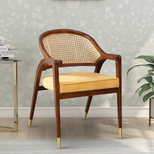 Teak Wood Arm Chair In Walnut Finish
