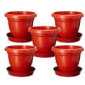 Round Gardening Flower Pots-(Pack of 5 with Tray) 10 inches - photo