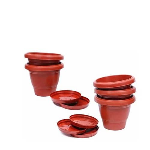 Round Heavy Duty Plastic Gardening Flower Pots (Pack of 5)