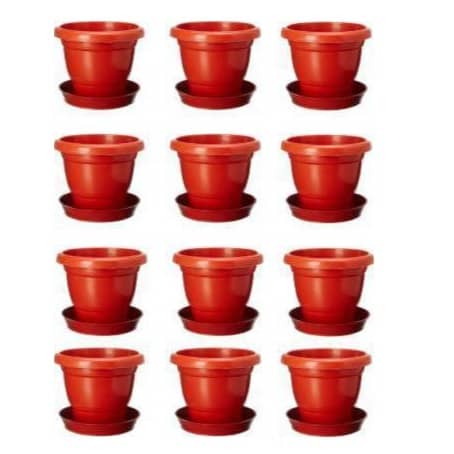 High Quality Gardening Flowering Pots  (Pack of 12 With Bottom Plate/Tray)