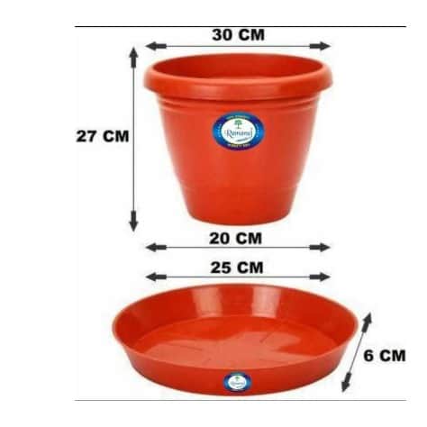 High Quality Gardening Flowering Pots  (Pack of 12 With Bottom Plate/Tray) - top_view