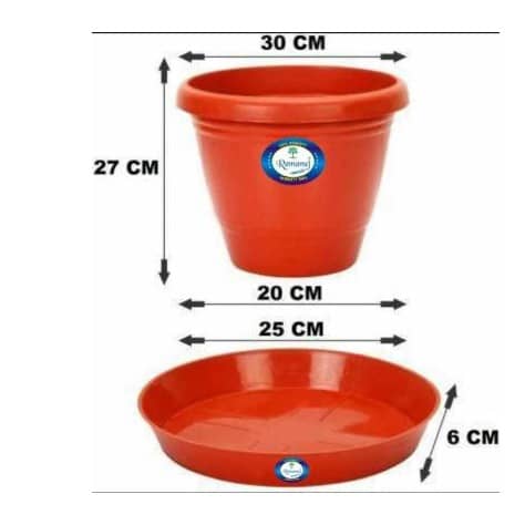 High Quality Gardening Flowering Pots  (Pack of 12 With Bottom Plate/Tray)